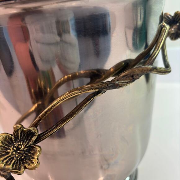 Z Gallerie Fleur Stainless Steel Silver Gold Wine Champagne Cooler Ice Bucket - Picture 2 of 10